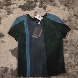 Pattinson J Kincaid XS GREEN & BLUE Leather Top